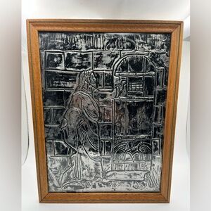 VTG Embossed Metal Jesus At The Door Wall Art Mid Century Christian Religious